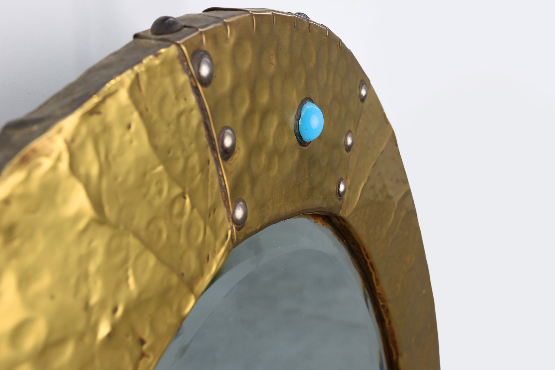 Arts & Crafts Copper Oval Mirror, France ca. 1905thumbnail